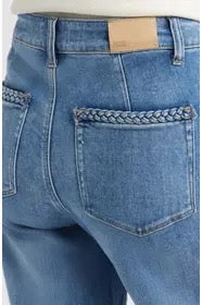 Paige Anessa Braided Pocket High Waist Wide Leg Jeans - ENCINO