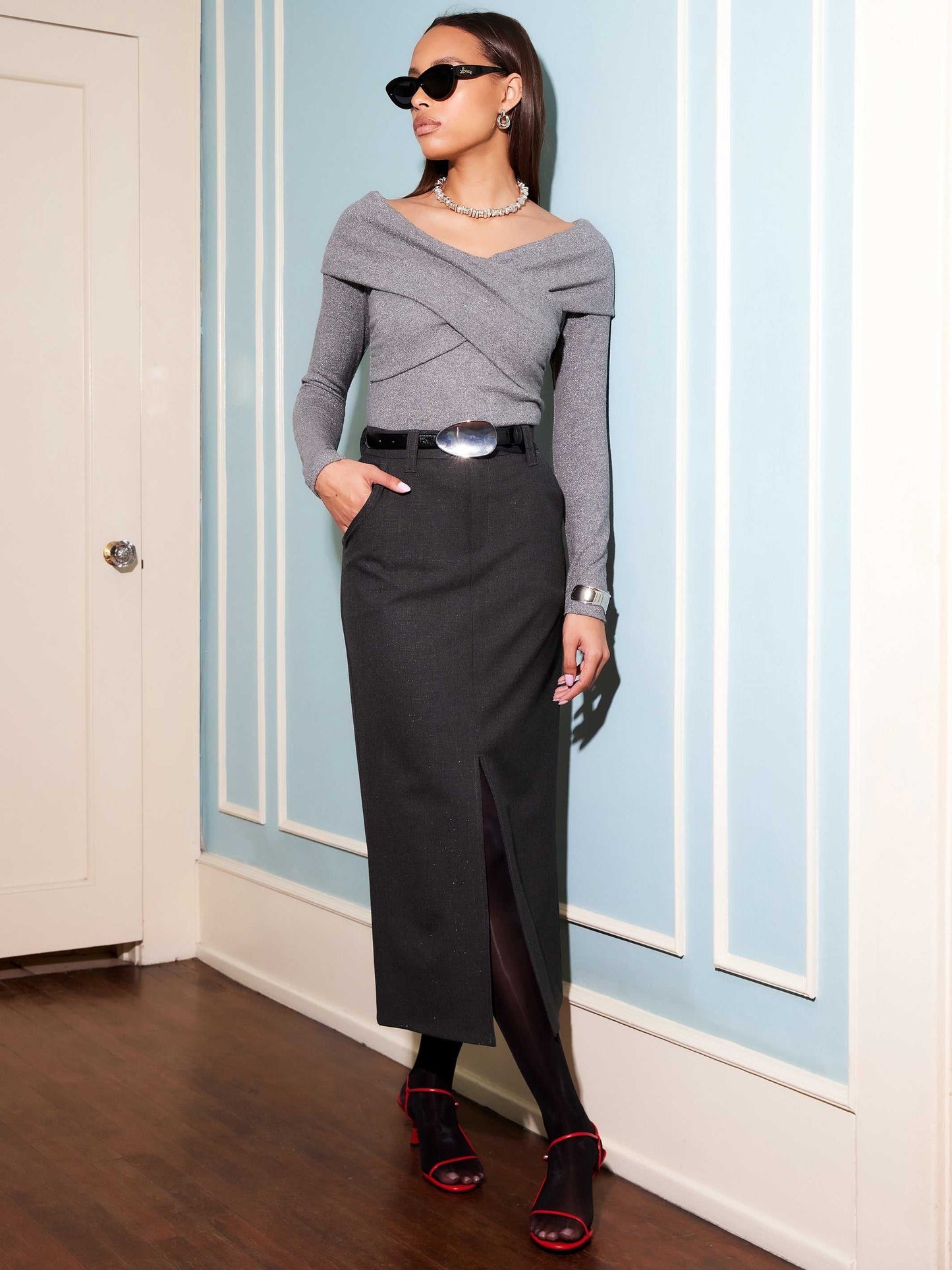 Fifteen Twenty Claire Skirt - GREY