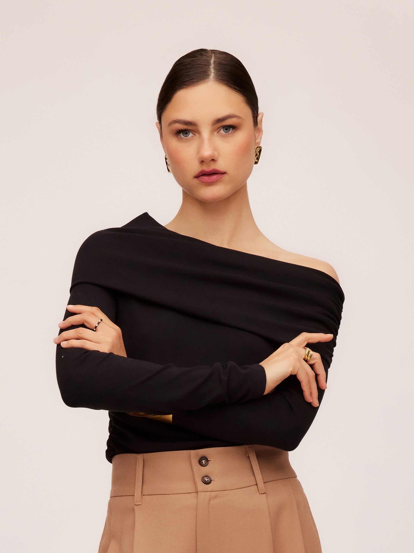 Fifteen Twenty Asymmetric One Shoulder Top - BLACK