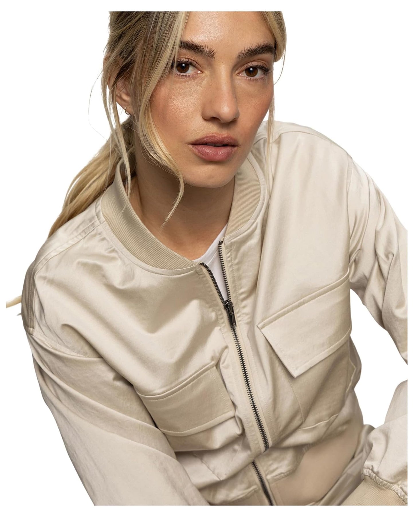 Sanctuary Skyline Sateen Bomber - MOTHER OF PEARL