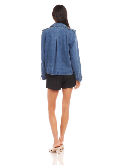 Fifteen Twenty Chelsea Cropped Trench Jacket - DENIM
