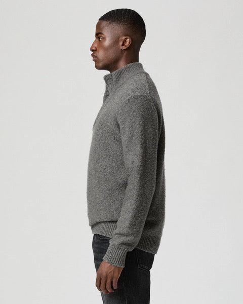 PAIGE Kotoni Snap Collar Sweater - DARK GREY