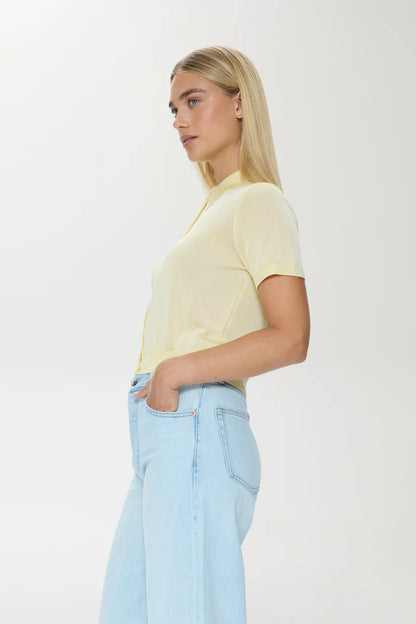 Pistola Lucca Short Sleeve Polo Sweater - PALE YELLOW