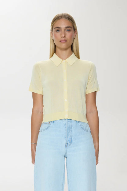 Pistola Lucca Short Sleeve Polo Sweater - PALE YELLOW