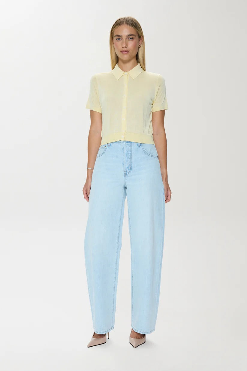 Pistola Lucca Short Sleeve Polo Sweater - PALE YELLOW