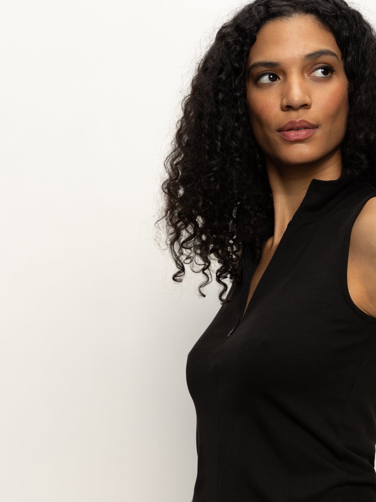 Sanctuary Sleeveless Zip Mock - BLACK