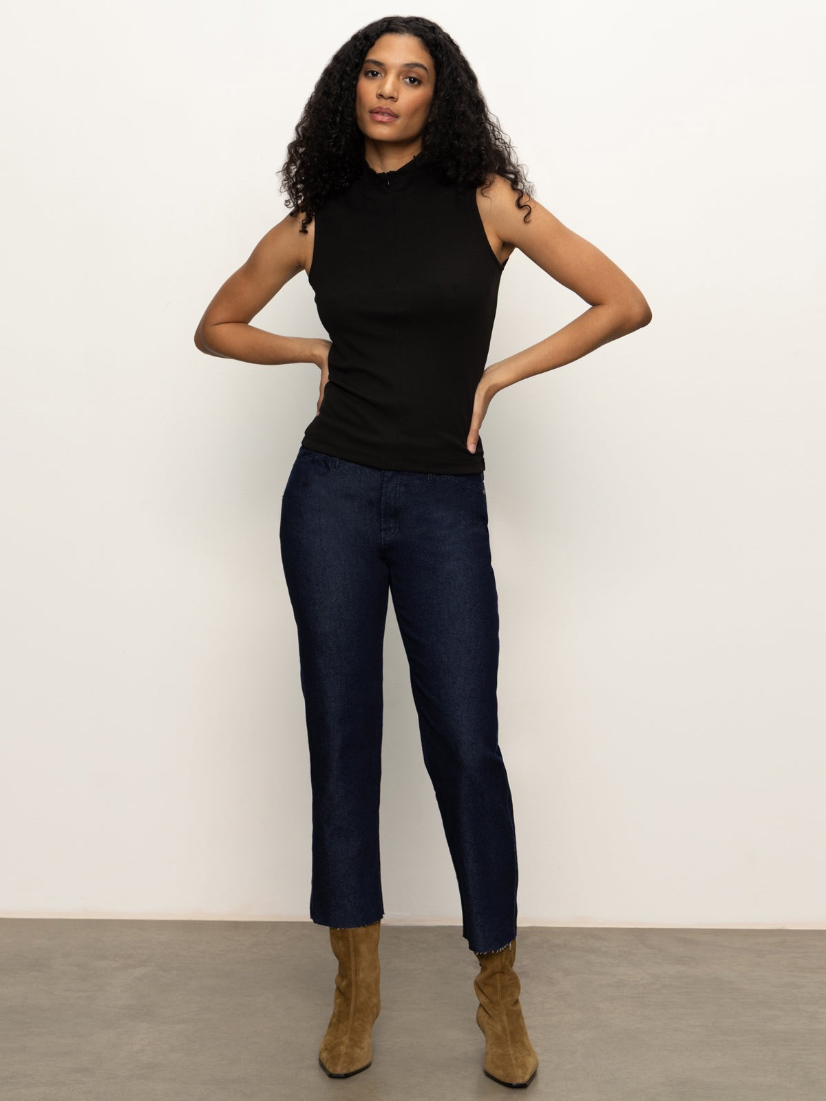 Sanctuary Sleeveless Zip Mock - BLACK