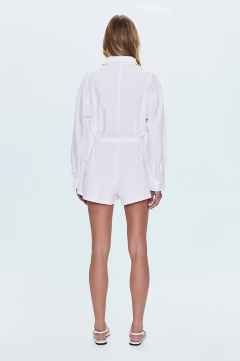 Pistola Vance Long Sleeve Romper - VIVID WHITE