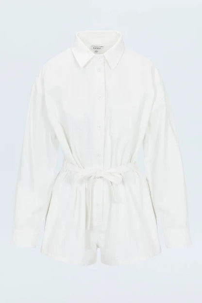 Pistola Vance Long Sleeve Romper - VIVID WHITE