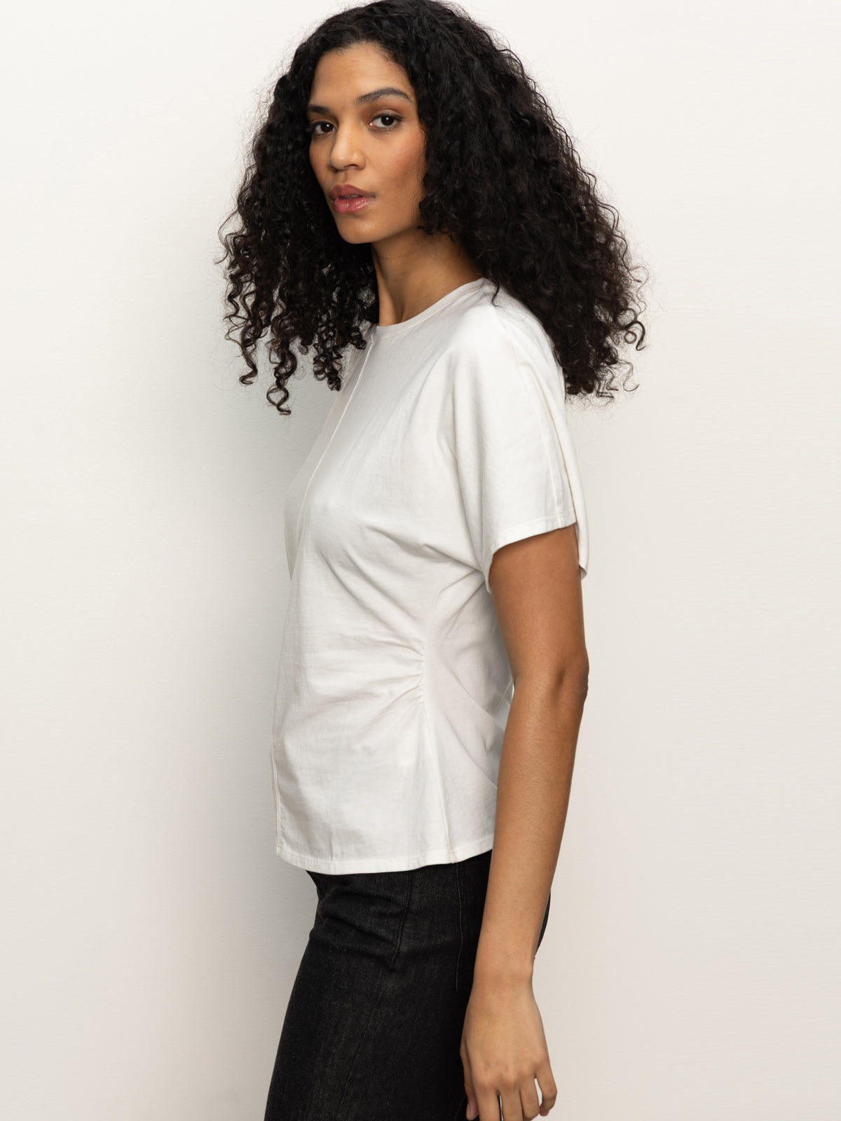 Sanctuary Shirred Waist Dolman Tee - WHITE