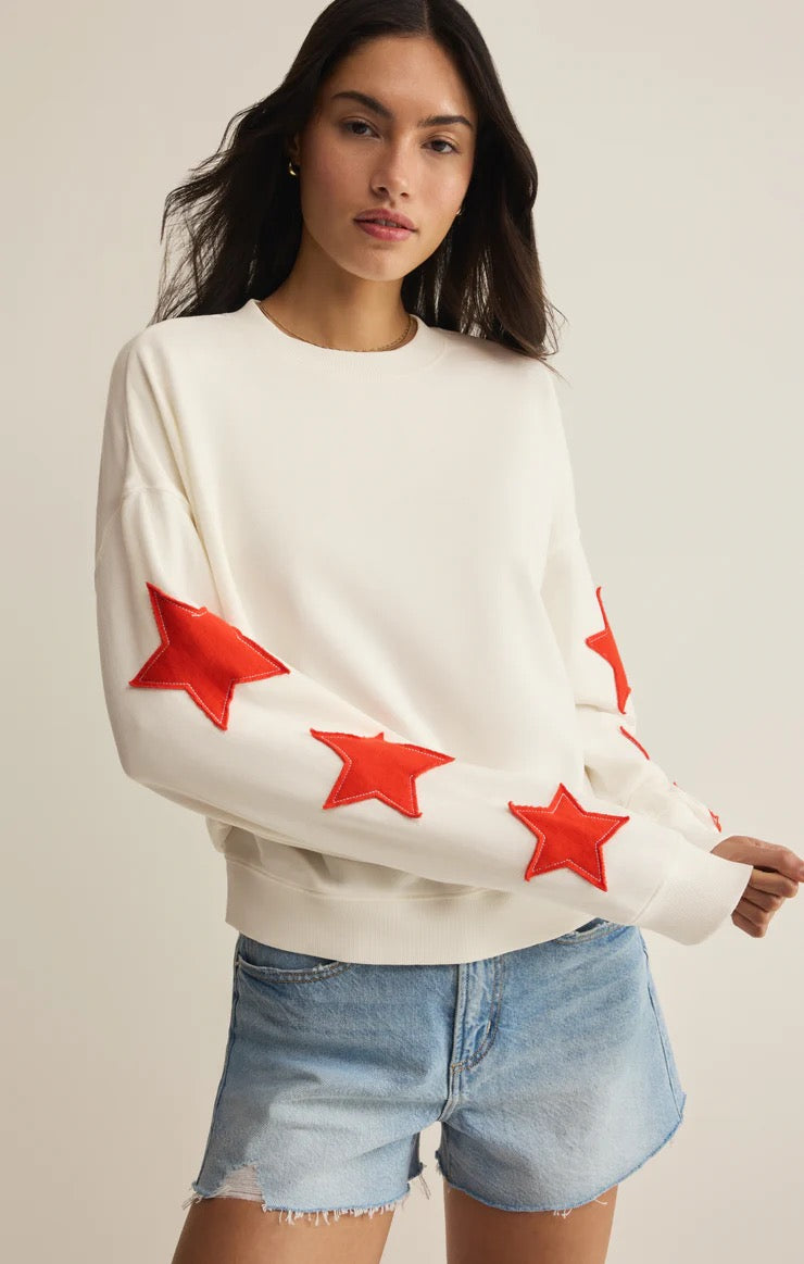 Z Supply Stars First Date Sweatshirt - SEA SALT