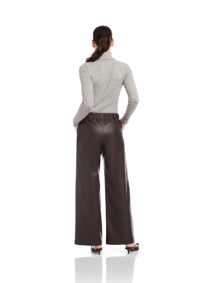 Fifteen Twenty Lara Faux Leather Wide Leg Pants - BROWN