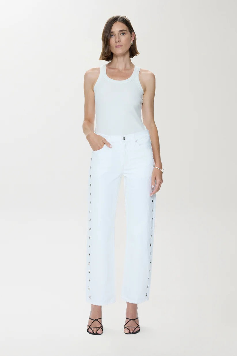 Pistola Lexi Mid Rise Bowed Straight Jean - VIVID WHITE