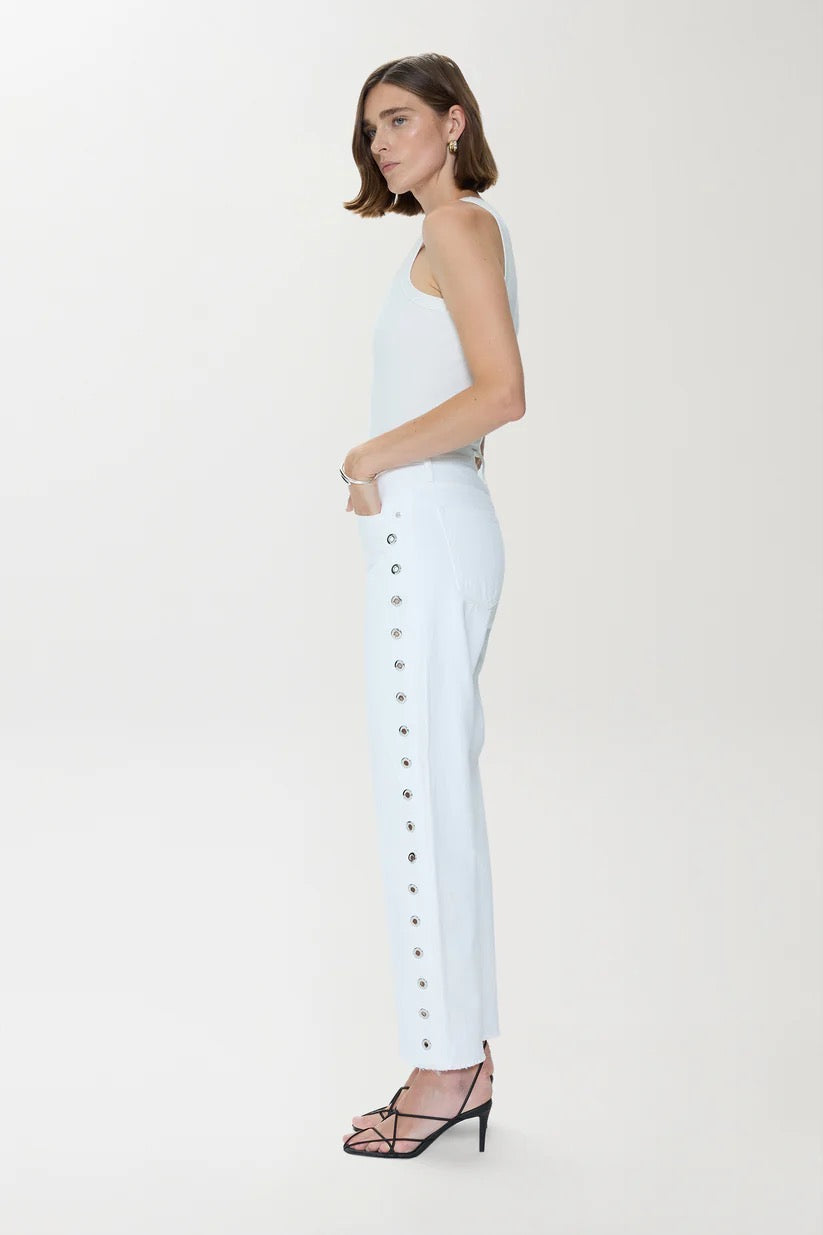 Pistola Lexi Mid Rise Bowed Straight Jean - VIVID WHITE