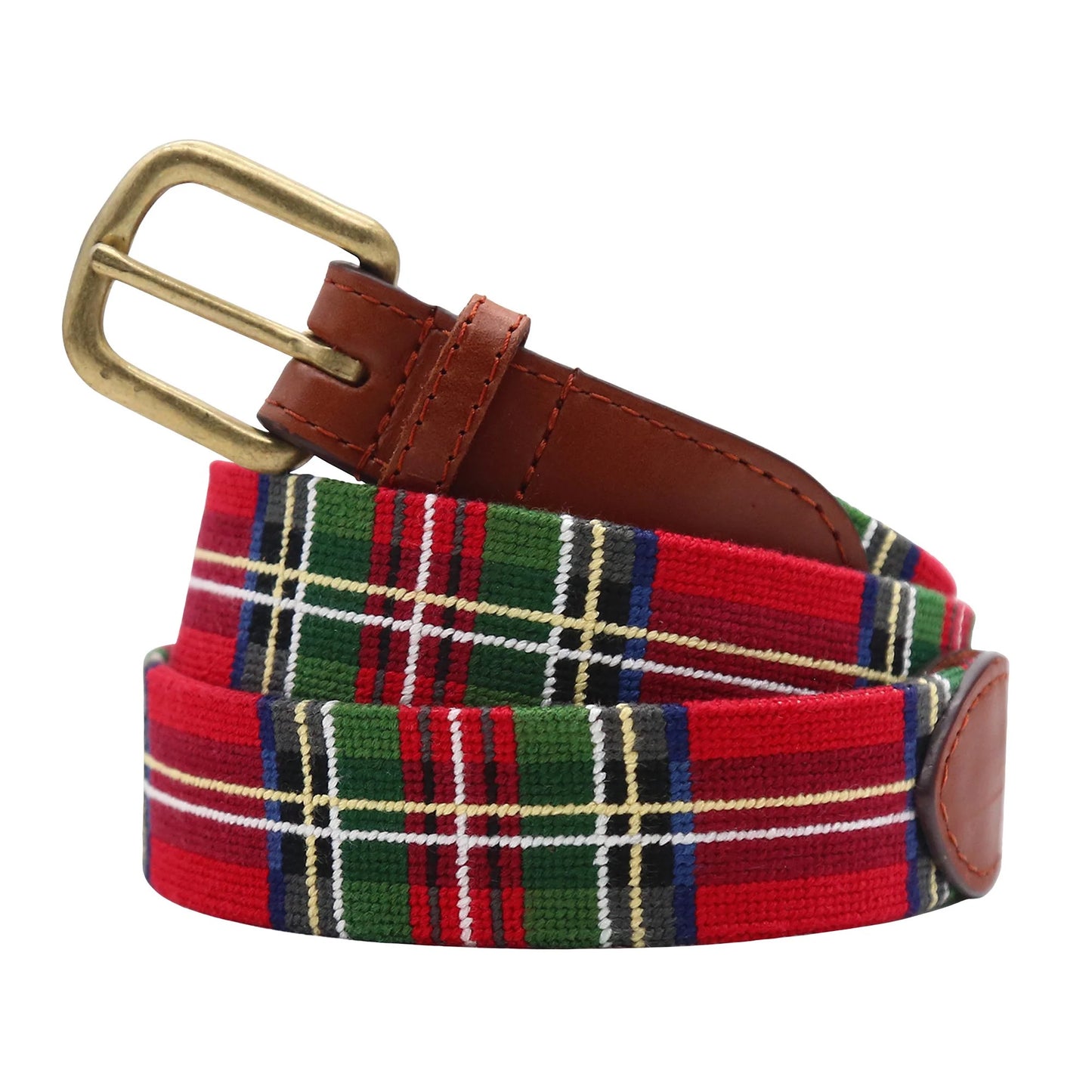 Smathers & Branson Christmas Plaid Belt - RED MULTI