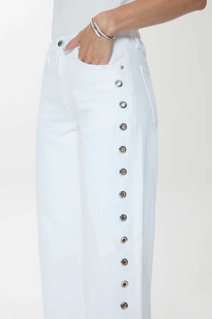 Pistola Lexi Mid Rise Bowed Straight Jean - VIVID WHITE