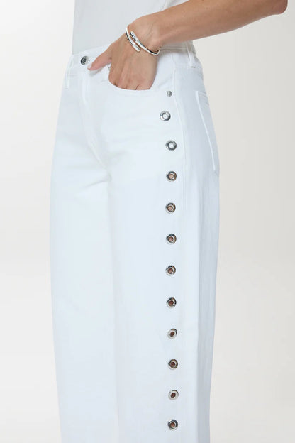 Pistola Lexi Mid Rise Bowed Straight Jean - VIVID WHITE