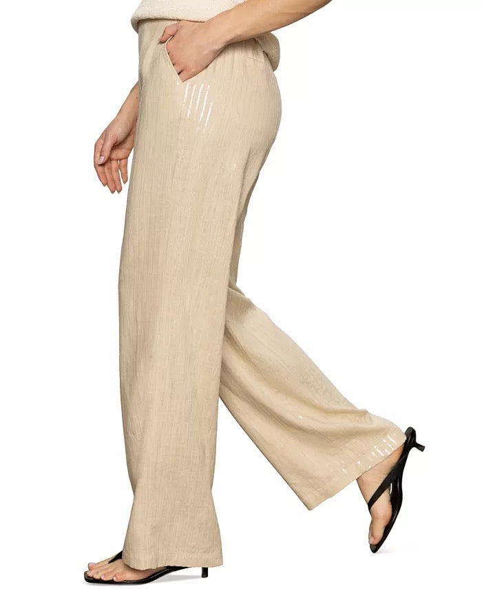 Sanctuary Coastal Pant - SAND SEQUIN STRIPE