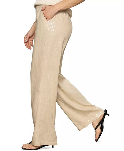 Sanctuary Coastal Pant - SAND SEQUIN STRIPE