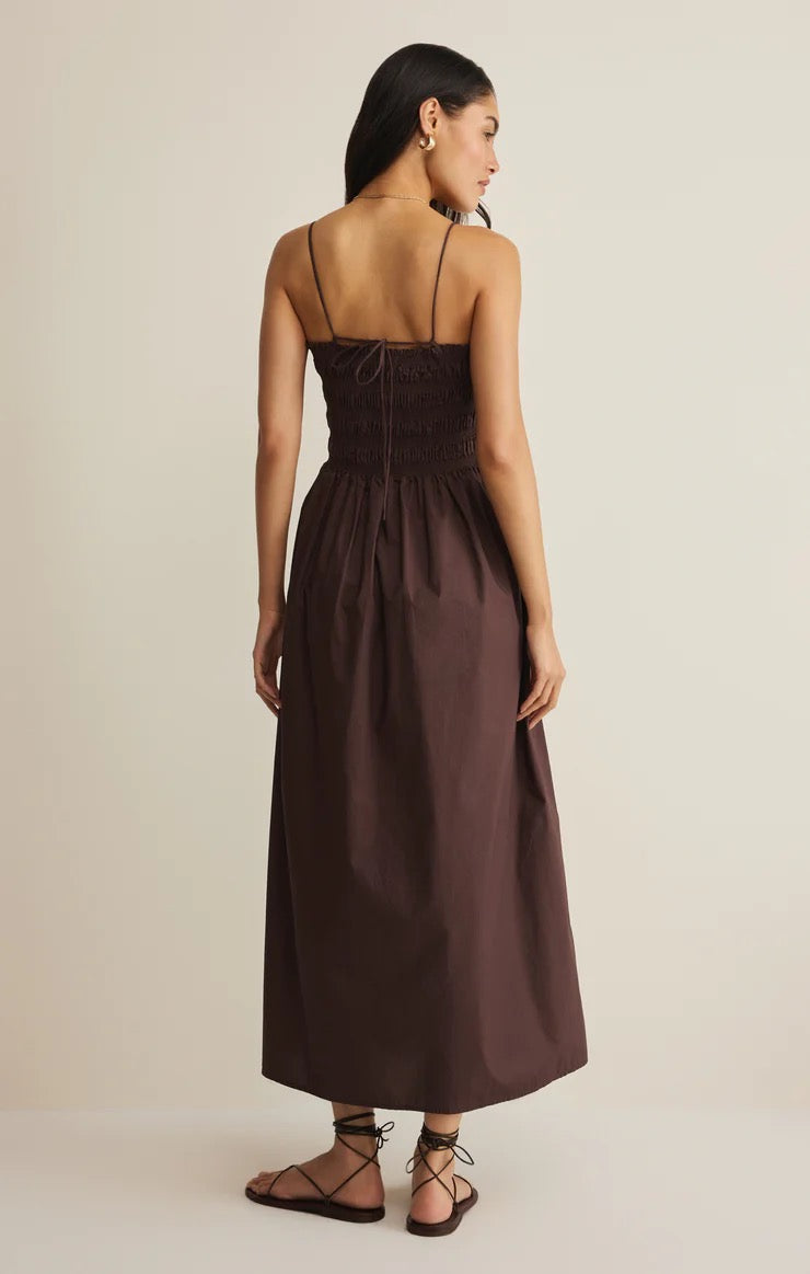 Z Supply Cornelia Poplin Midi Dress - CHOCOLATE CHERRY