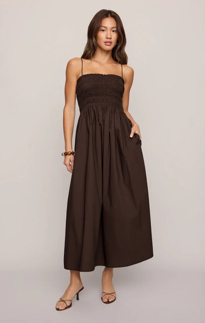 Z Supply Cornelia Poplin Midi Dress - CHOCOLATE CHERRY
