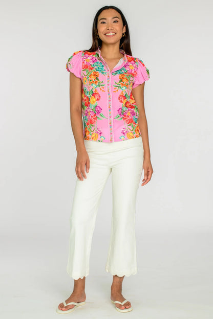 Elizabeth James SS Emily Top - TULIP TAPESTRY COTTON CANDY