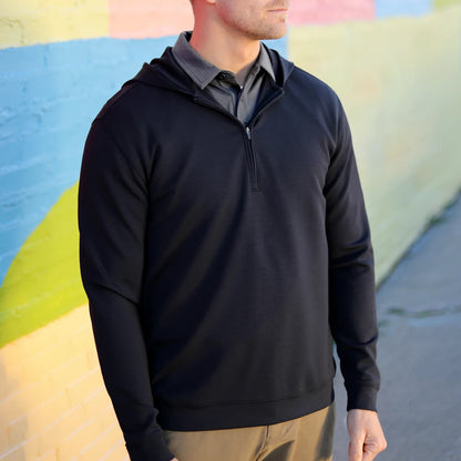 2UNDR Ruxton 1/4 Zip LS Hoodie - BLACK