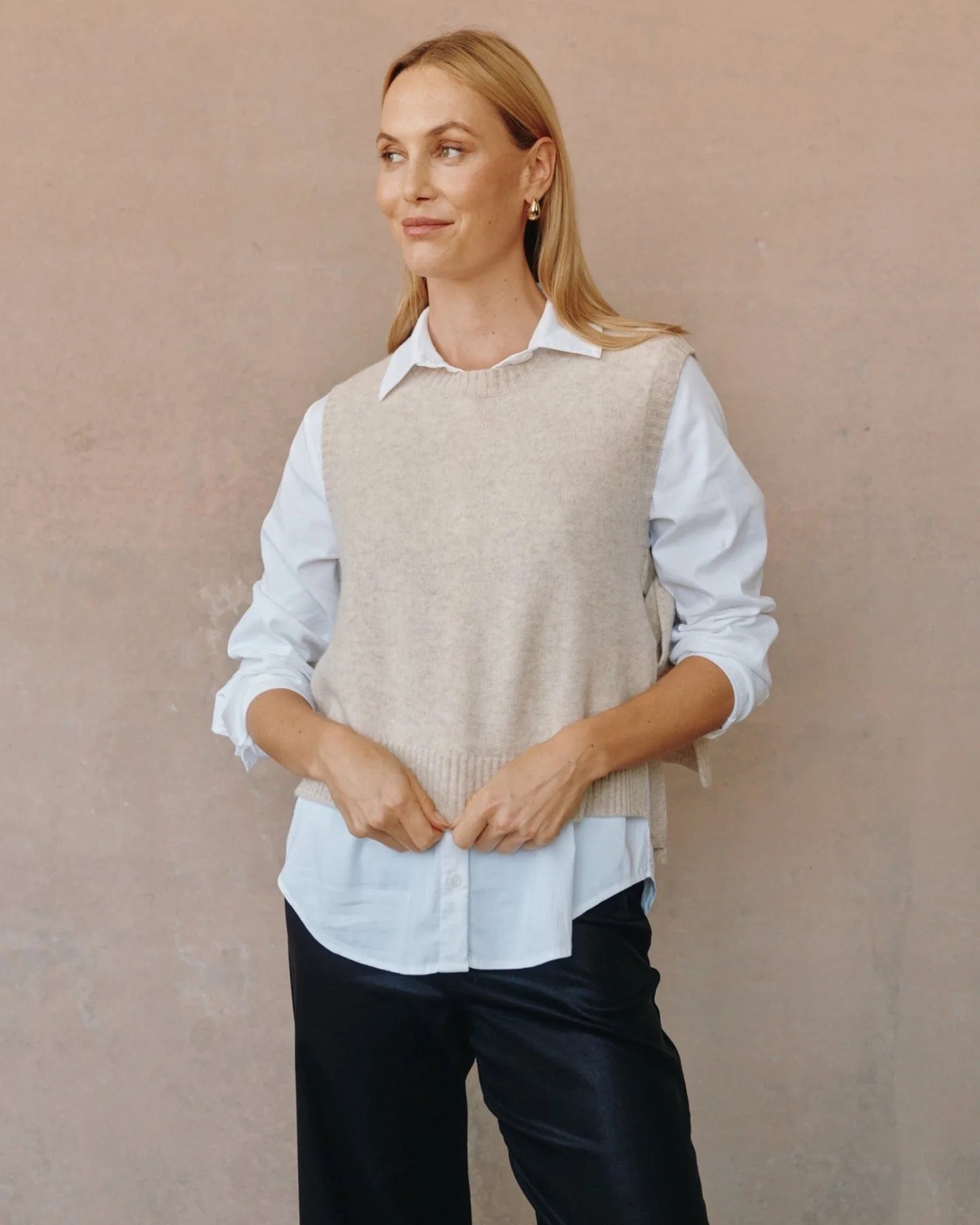 Bella Dahl Side Tie Vest - IVORY OAT