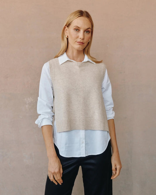 Bella Dahl Side Tie Vest - IVORY OAT