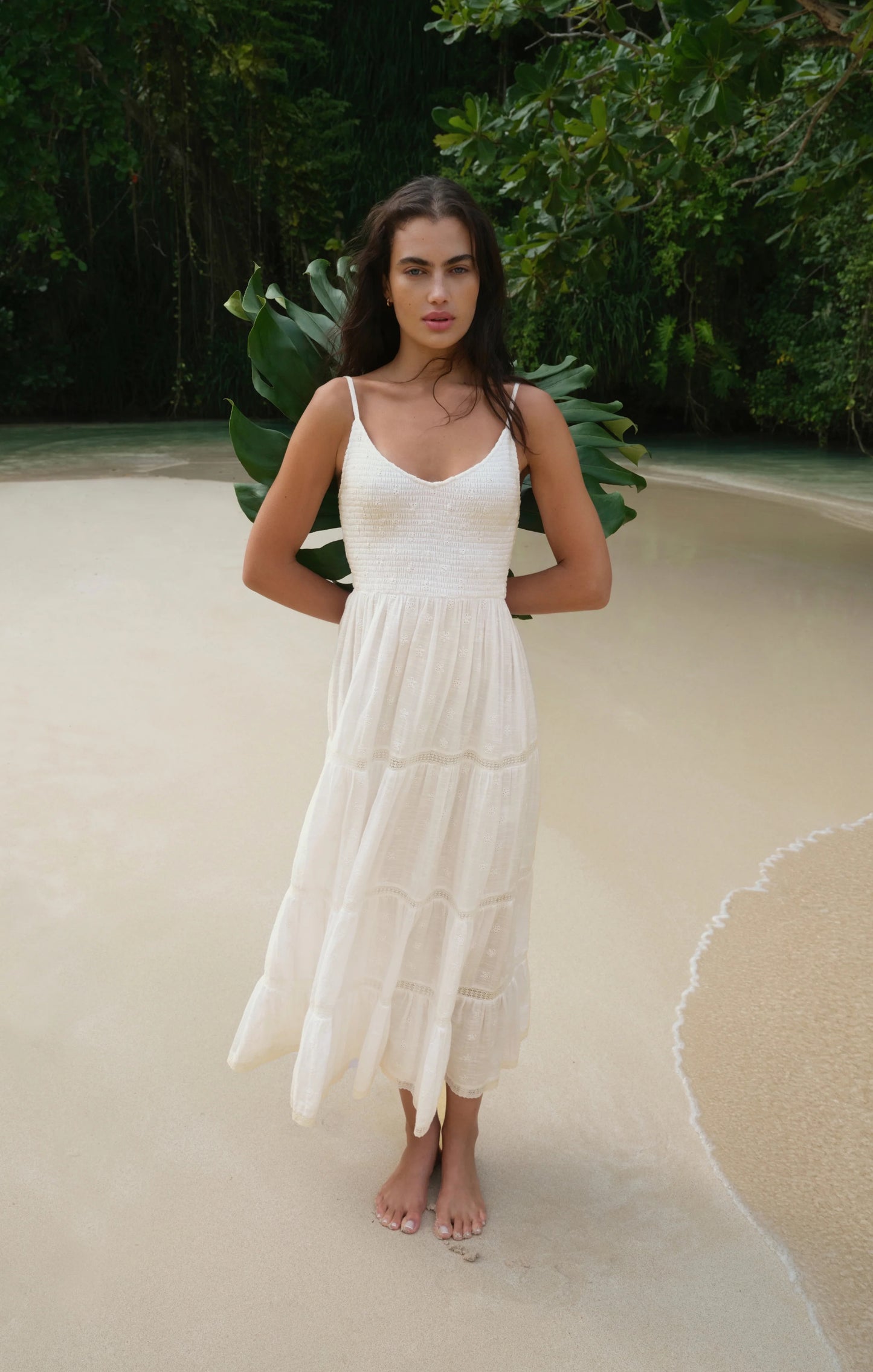 ZS Behati Eyelet Midi Dress WHITE