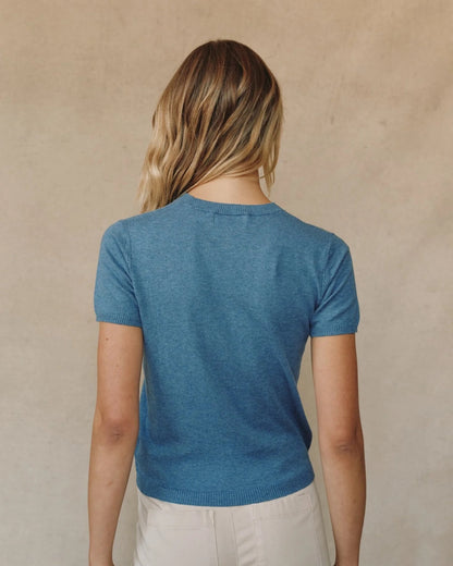 Bella Dahl Short Sleeve Crew Neck Knit Top - HUDSON BLUE
