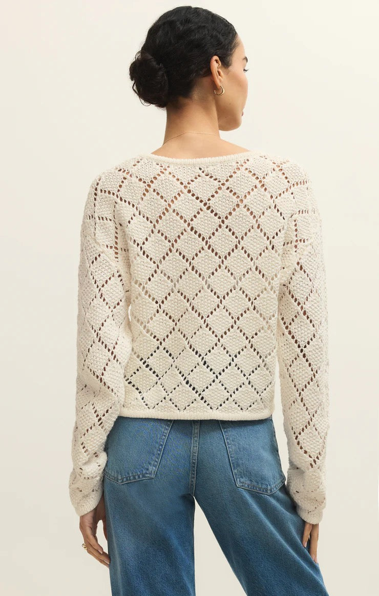 Z Supply Hullen Crochet Sweater - CLOUD