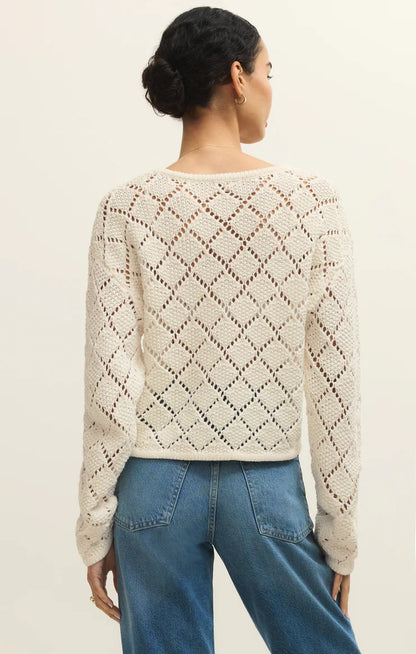 Z Supply Hullen Crochet Sweater - CLOUD