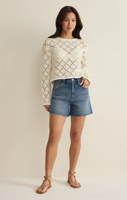 Z Supply Hullen Crochet Sweater - CLOUD