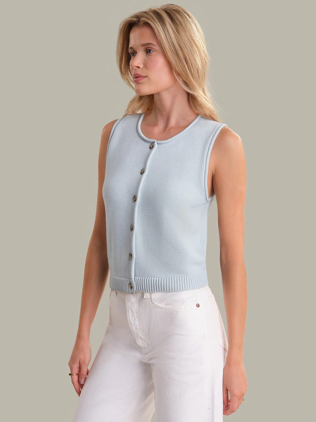 525 Ella Button Front Sweater Vest ARCTIC ICE