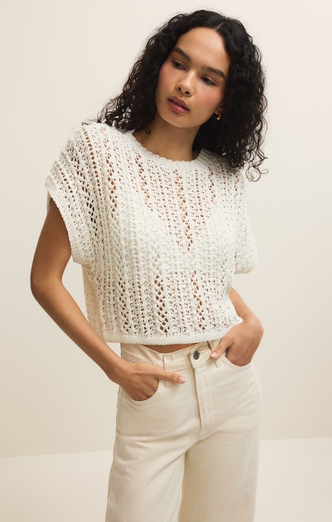 Z Supply Ballast Crochet Top - WHITE