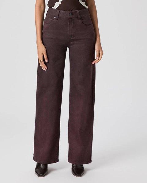 Paige Sasha 32" Wide Leg Denim - DARK OXBLOOD DISTRESSED