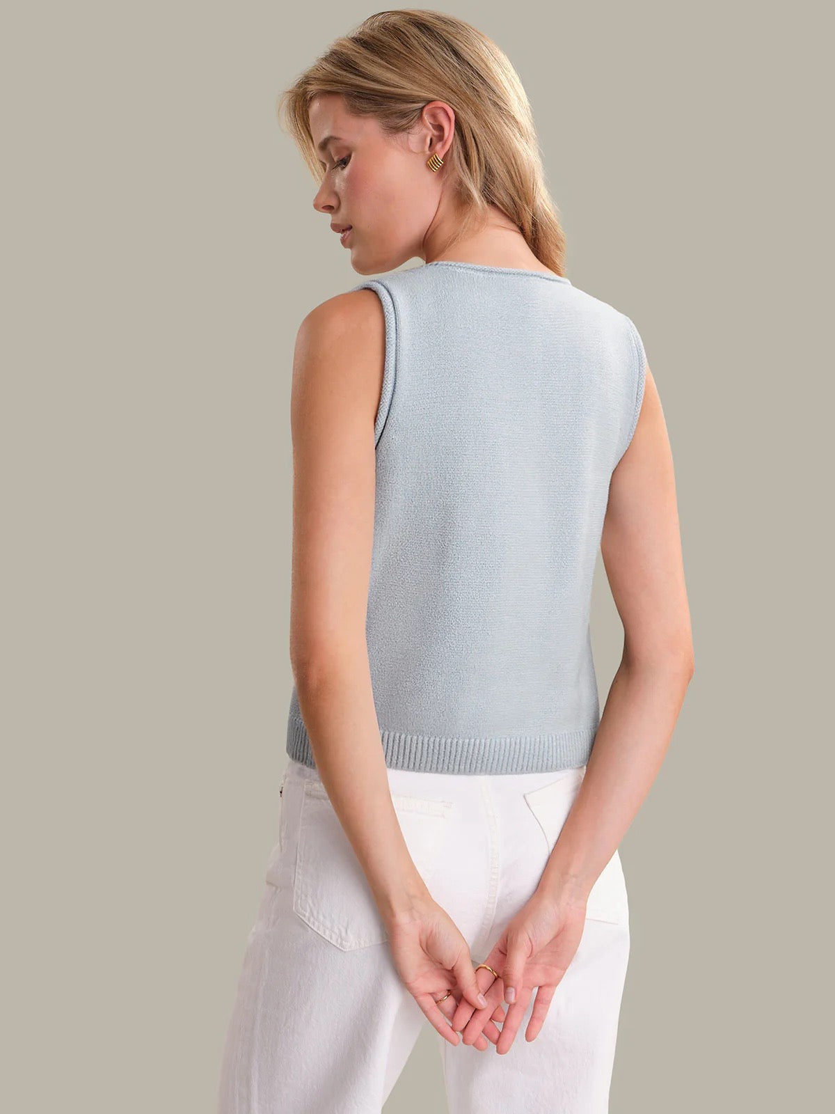 525 Ella Button Front Sweater Vest ARCTIC ICE