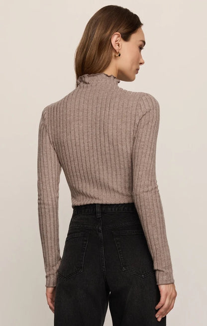 Z Supply Hattie Rib Mock Neck Top - HEATHER ASH