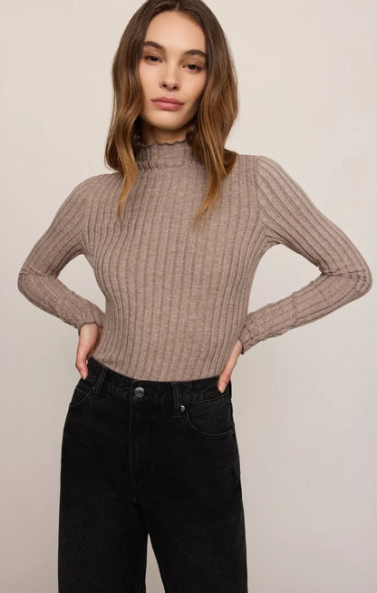 Z Supply Hattie Rib Mock Neck Top - HEATHER ASH