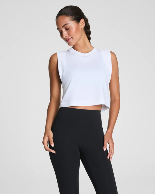 SPANX Outpace Crop Tank - VIVID WHITE