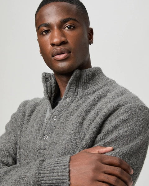 PAIGE Kotoni Snap Collar Sweater - DARK GREY