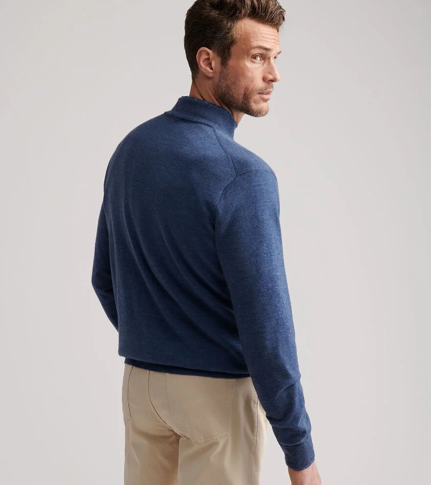 Peter Millar Autumn Crest Suede Trim Quarter-Zip - BLUE HAZE