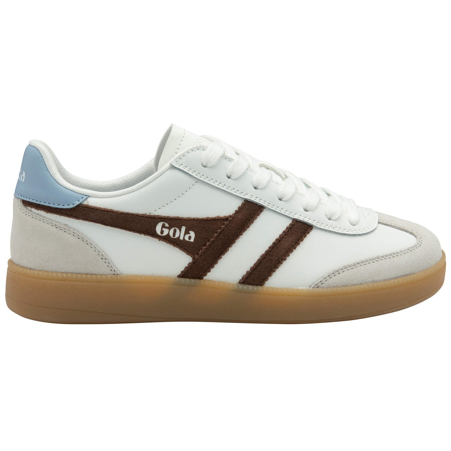 GOLA Women's Viper Leather Sneakers - WHITE/DARK BROWN/AIR/GUM