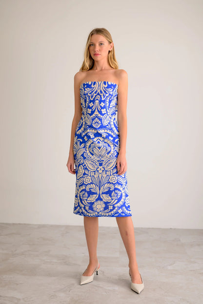 Lavender Brown Soraya Dress - BLUE/CREAM COMBO