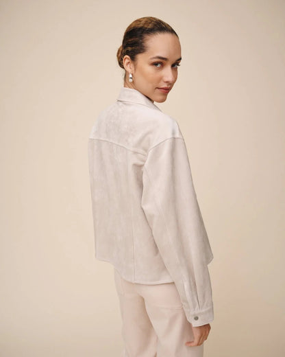 Bella Dahl Seamed Pocket Shacket - PANNA COTTA