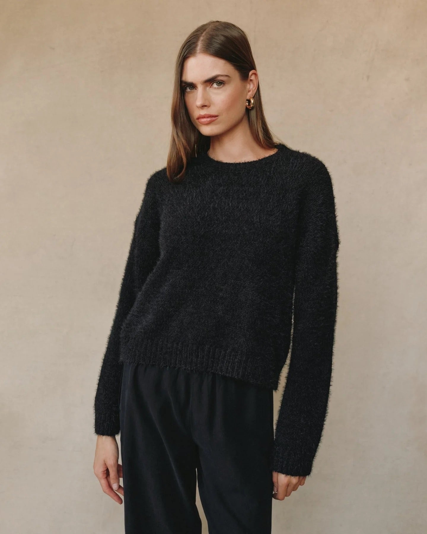 Bella Dahl Drop Shoulder Sweater - BLACK