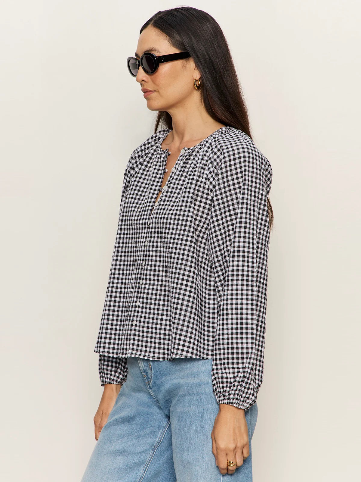 SA Perfect Gingham Button Blouse PICNIC