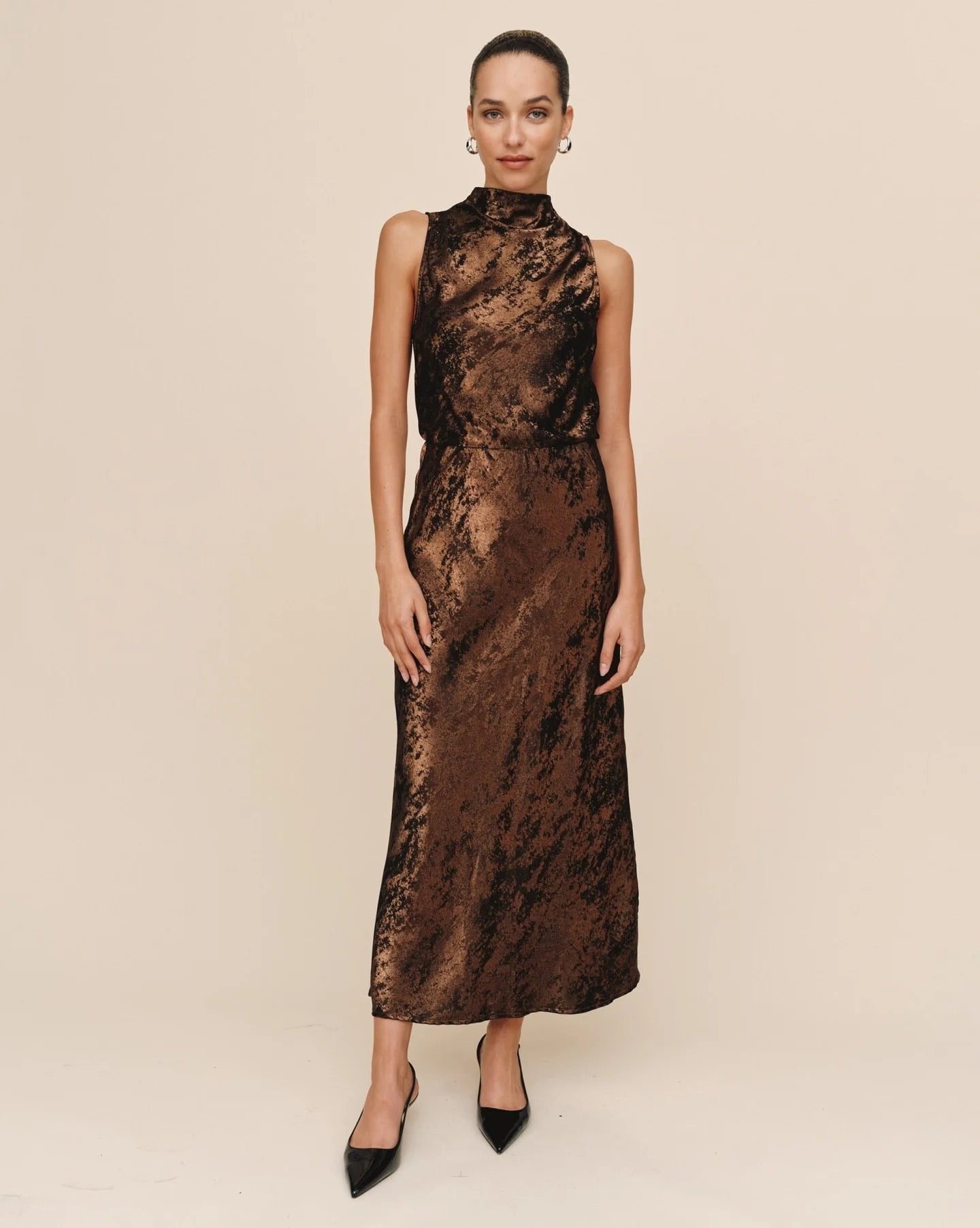 Bella Dahl Side Slit Bias Maxi Skirt - BRONZE SHIMMER