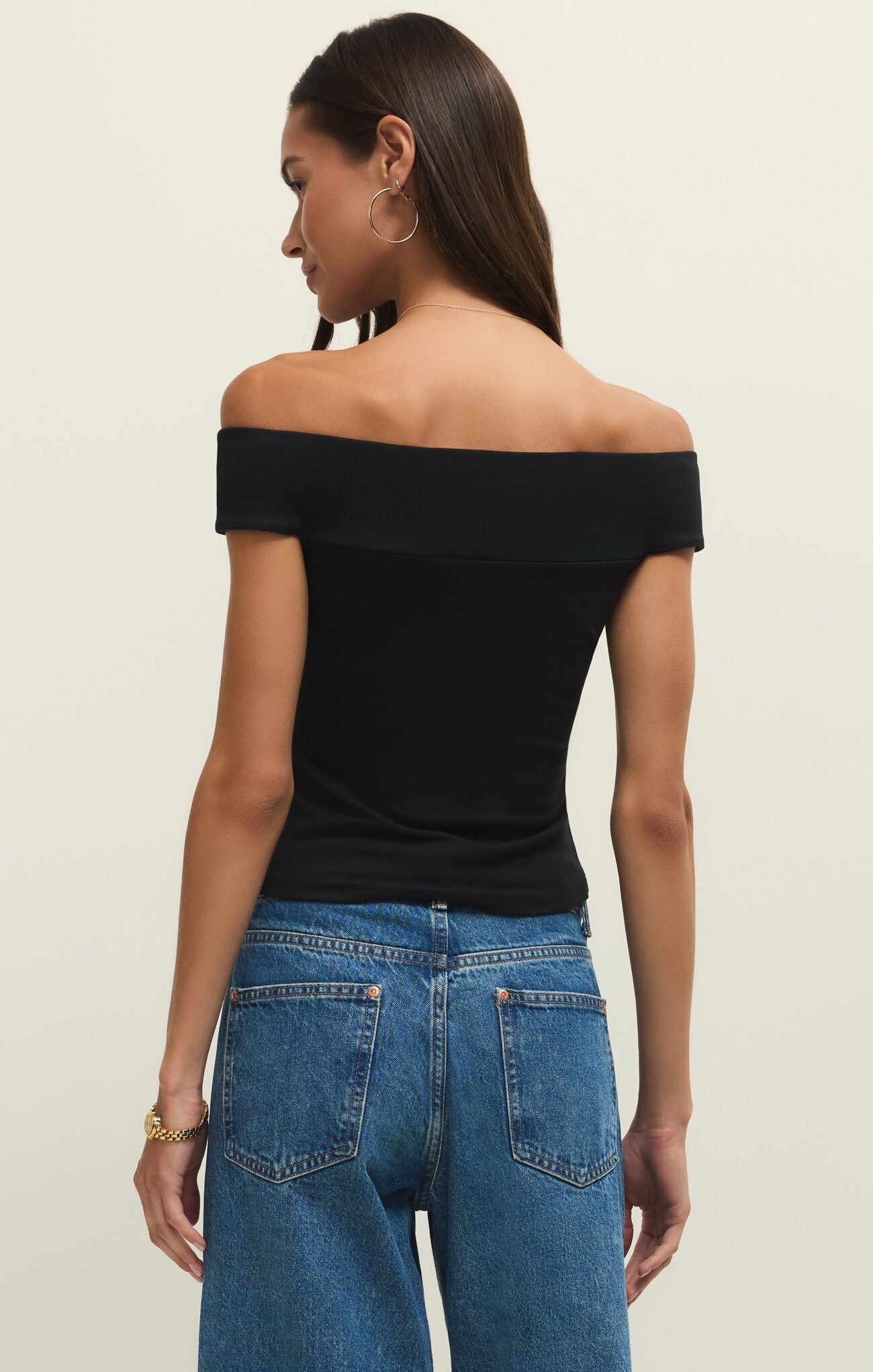 Z Supply Second Skin Off Shoulder Top - BLACK